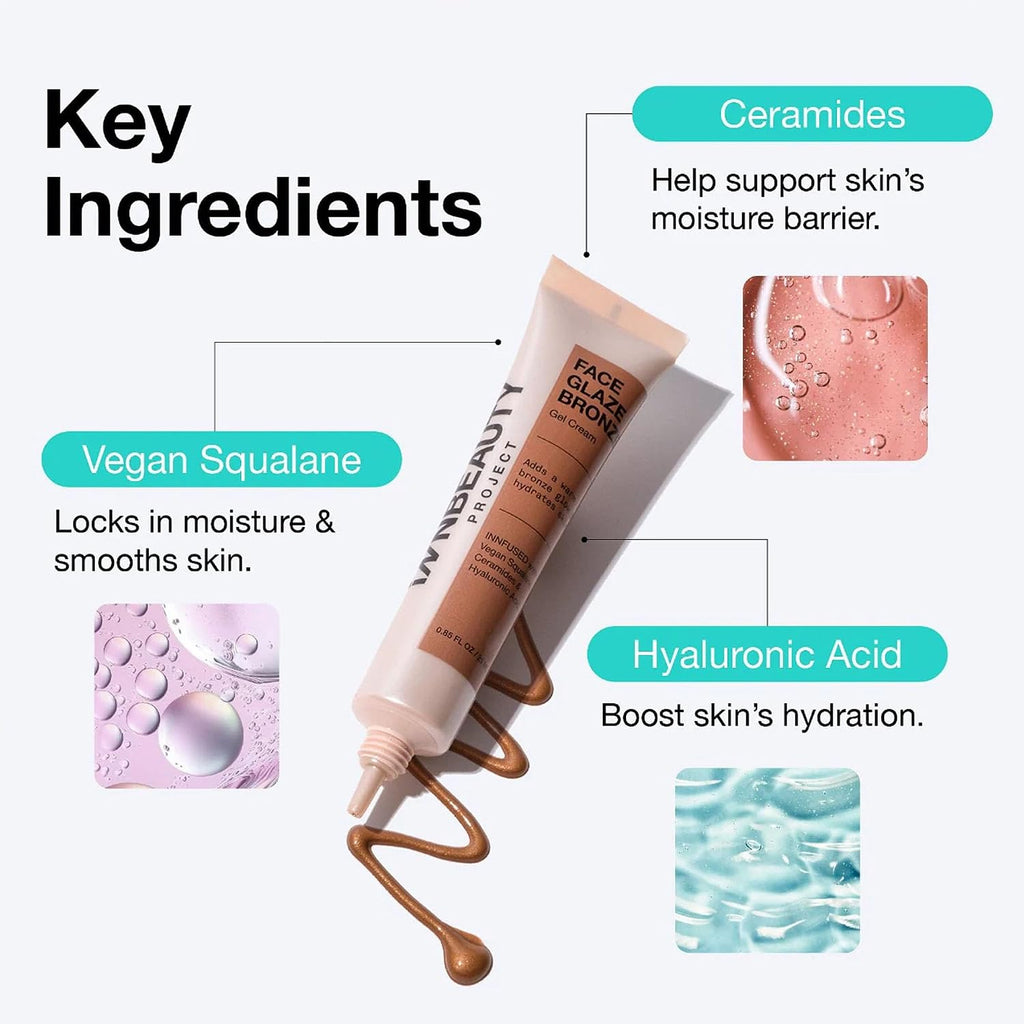 INNBEAUTY Project Face Glaze, Bronze Highlighting Cream, Skin Barrier Protect & Glow Moisturizer with Ceramides & Hydrating Actives, 0.85 OZ (25ml)