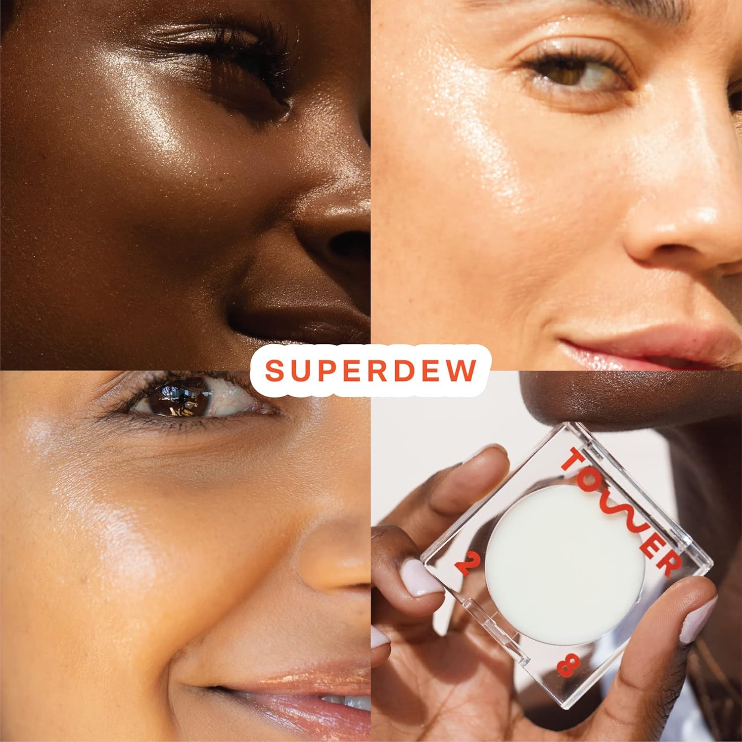 Tower 28 SuperDew Highlighter Balm - Clear, Shimmer-Free Face Luminizer for Glass Skin - Non-Comedogenic Highlighter Makeup for Sensitive Skin - Multi-Purpose Dewy Face Balm - Vegan (0.16 oz)