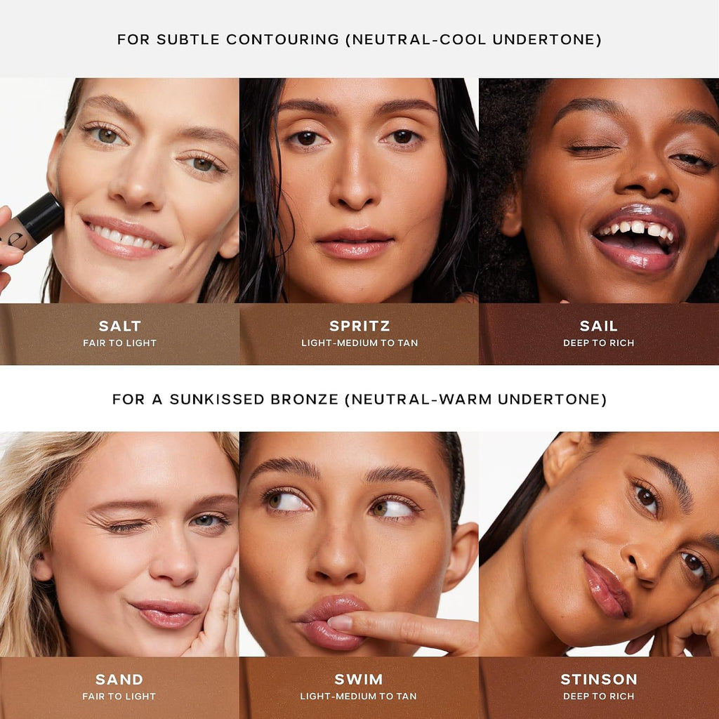 Saie Dew Bronze - Hydrating Liquid Bronzer Stick For a Sun Kissed Glow - Liquid Contour Stick Infused with Nourishing Skin Care Ingredients - Sculpted Face Makeup Essential - Spritz (0.4 oz)