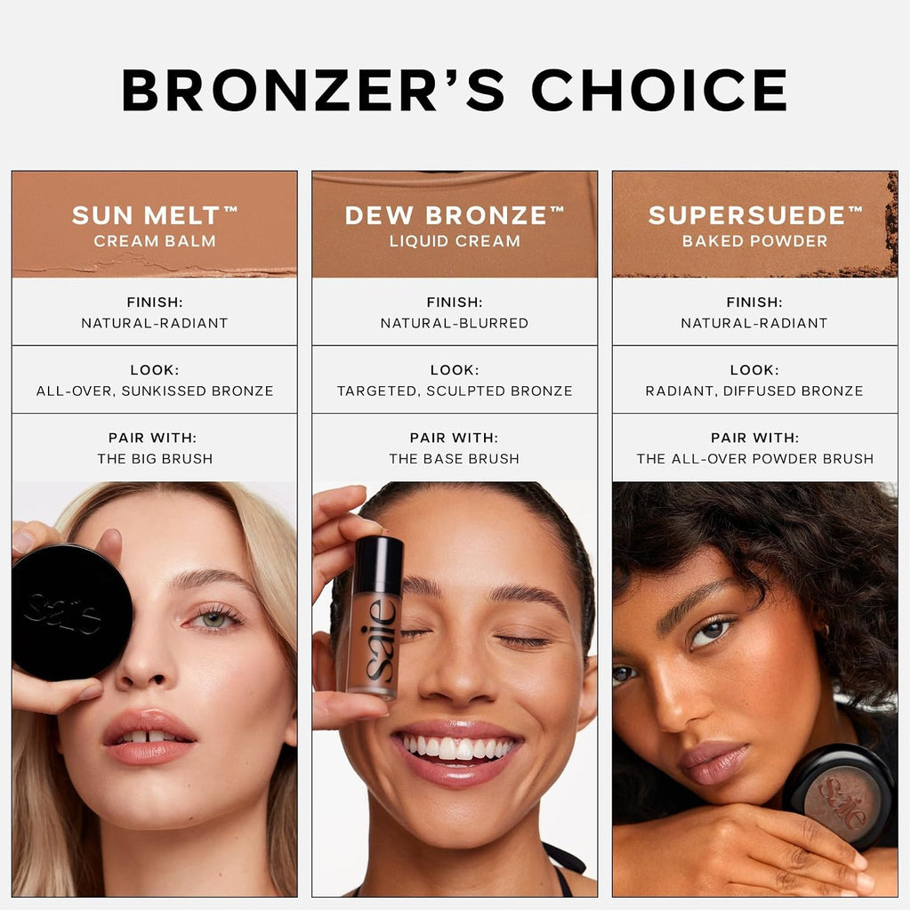 Saie Dew Bronze - Hydrating Liquid Bronzer Stick For a Sun Kissed Glow - Liquid Contour Stick Infused with Nourishing Skin Care Ingredients - Sculpted Face Makeup Essential - Spritz (0.4 oz)